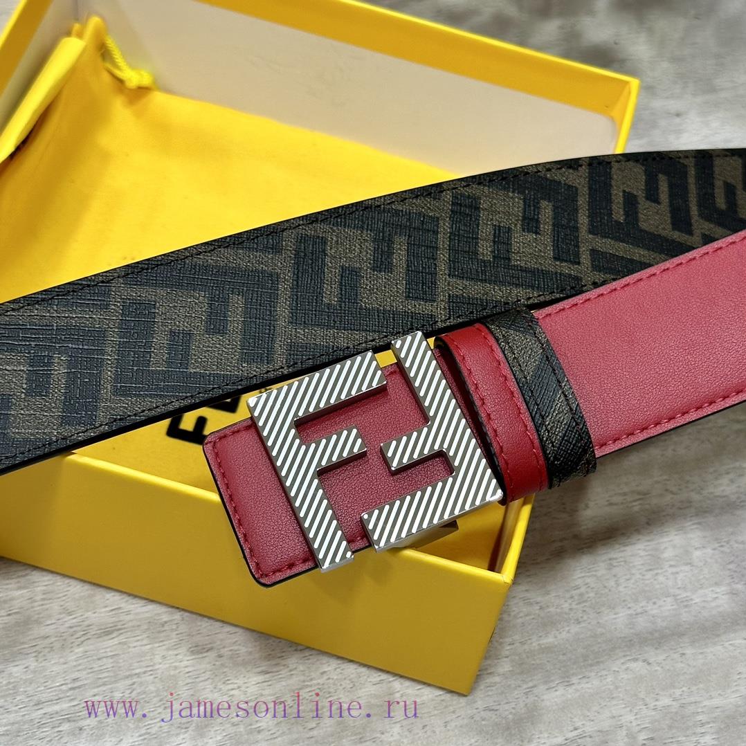 FENDI style, width 4.0CM, double ring front and back waist belt with F button buckle, big re u0vkbj19 - Image 3
