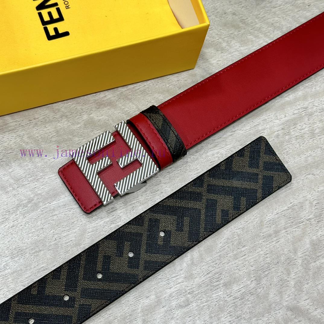 FENDI style, width 4.0CM, double ring front and back waist belt with F button buckle, big re u0vkbj19 - Image 4