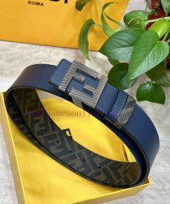 FENDI style, width 4.0CM, double ring front and back waist belt with F button buckle, blue c k620sb3h