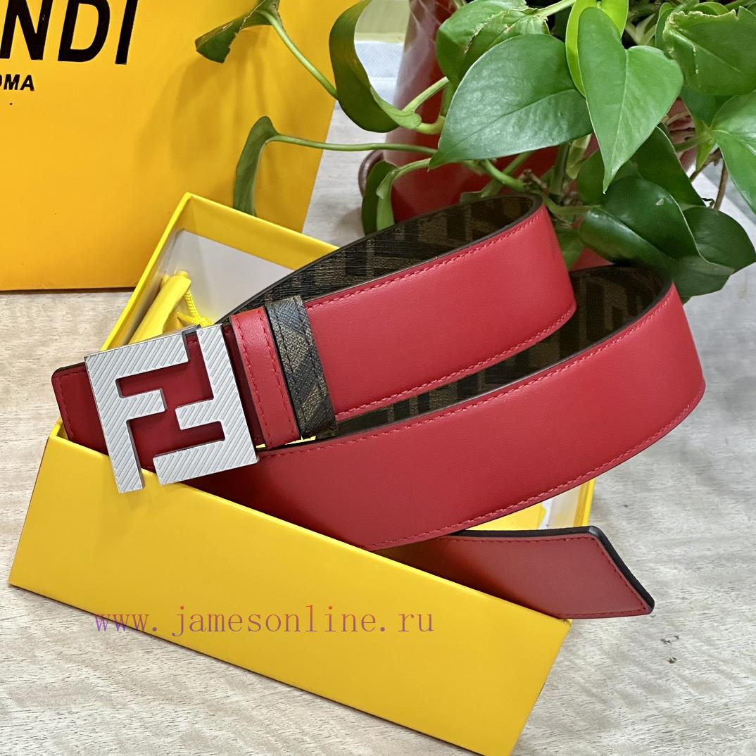 FENDI style, width 4.0CM, double ring front and back waist belt with F button buckle, big re u0vkbj19 - Image 5