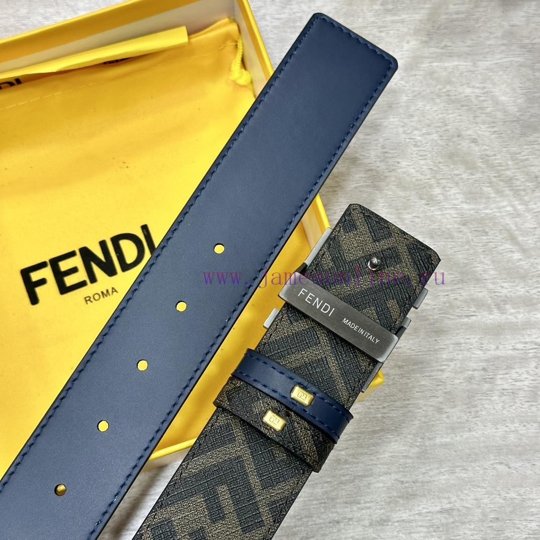FENDI style, width 4.0CM, double ring front and back waist belt with F button buckle, blue c k620sb3h - Image 9