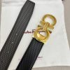 Ferragamo men's paired metal buckle, top layer cowhide double-sided external waistband, suit 8pesgasi