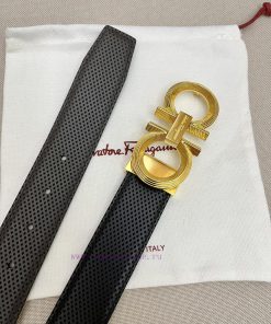 Ferragamo men's paired metal buckle, top layer cowhide double-sided external waistband, suit 8pesgasi