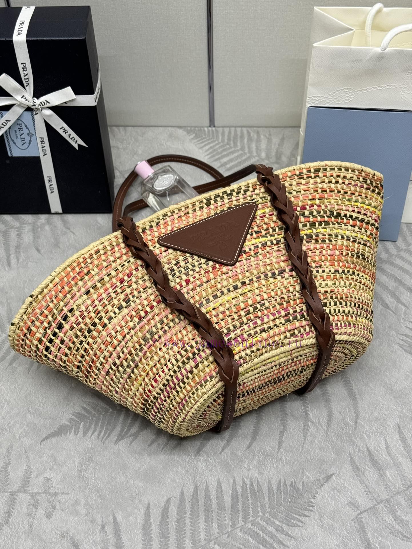 1BG312 grass woven vegetable basket, made of pure natural Lafite grass and paired with brownjjlwyqoq - Image 5