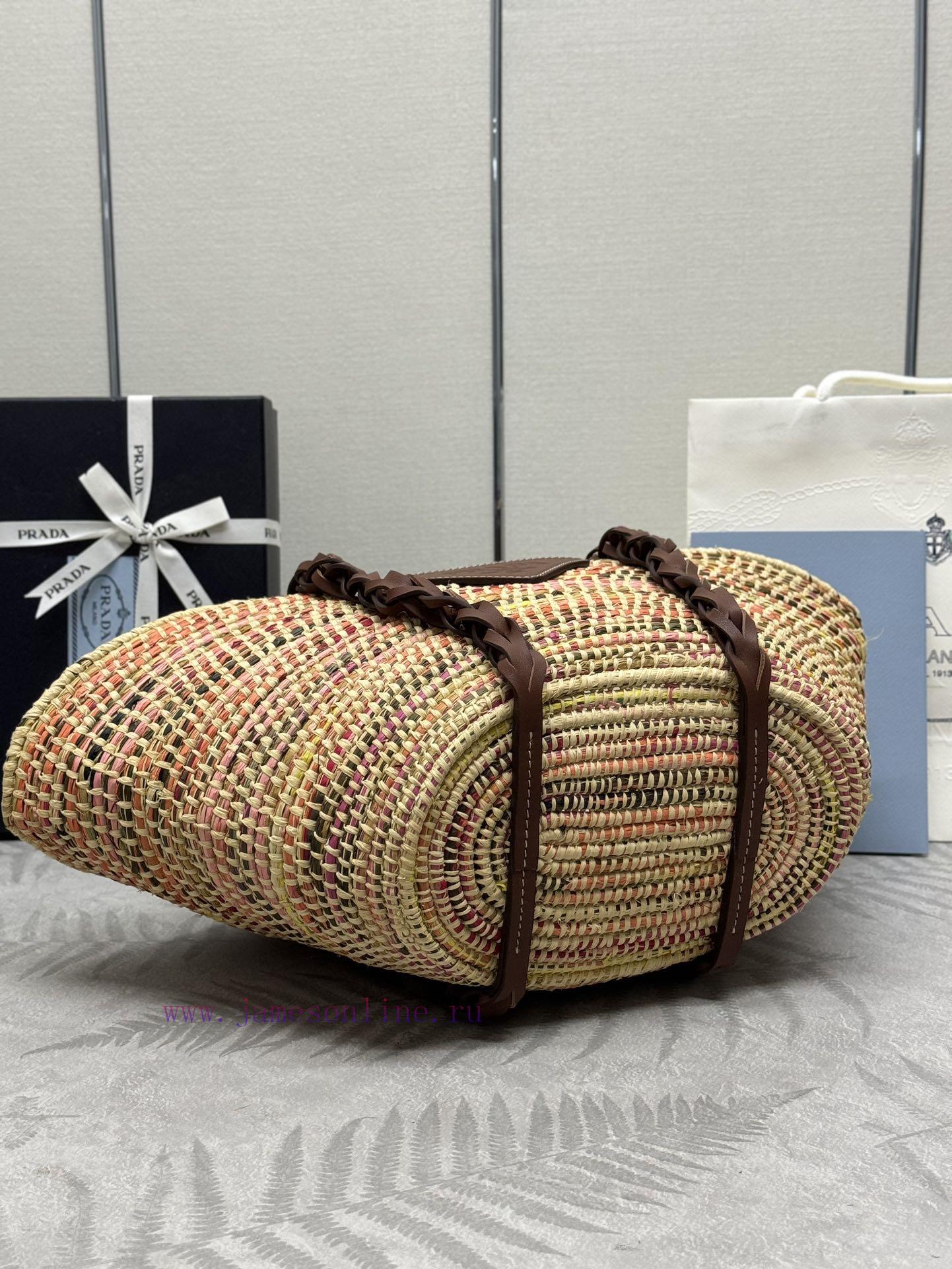 1BG312 grass woven vegetable basket, made of pure natural Lafite grass and paired with brownjjlwyqoq - Image 6