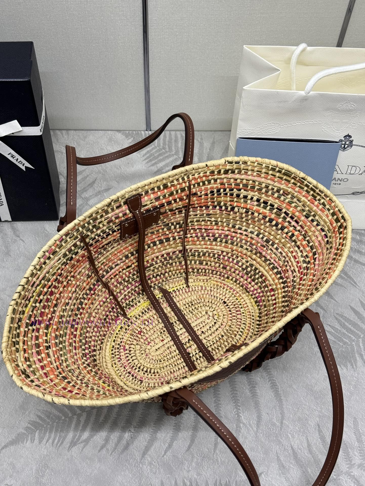 1BG312 grass woven vegetable basket, made of pure natural Lafite grass and paired with brownjjlwyqoq - Image 8