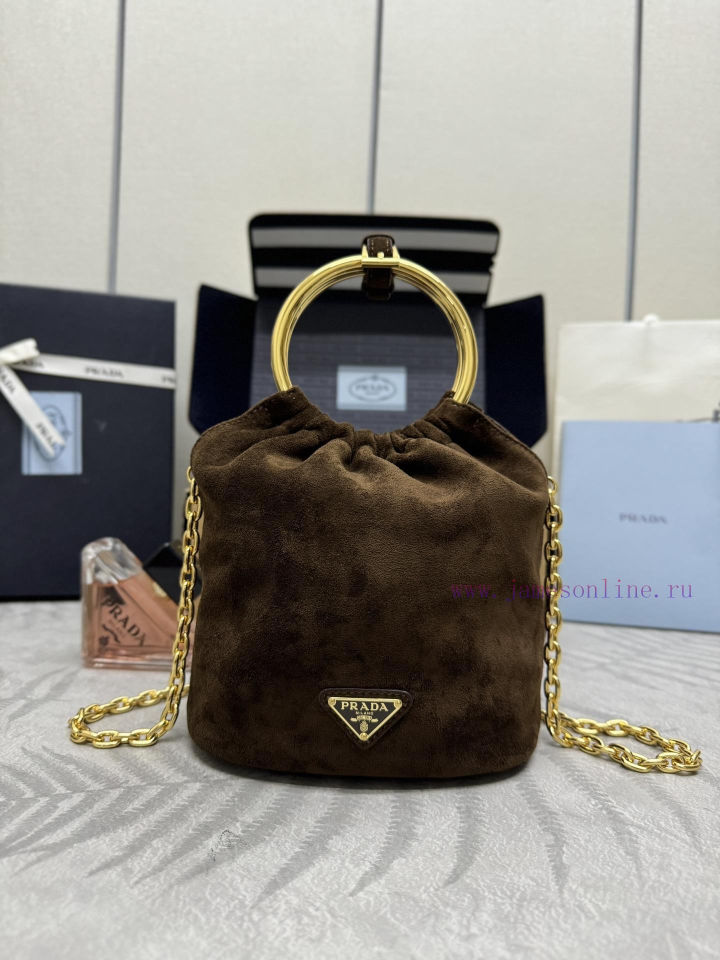 , (Paired version full package, customized), new bucket bag 1BC227 suede brownThis mini buckubw6u186 - Image 2