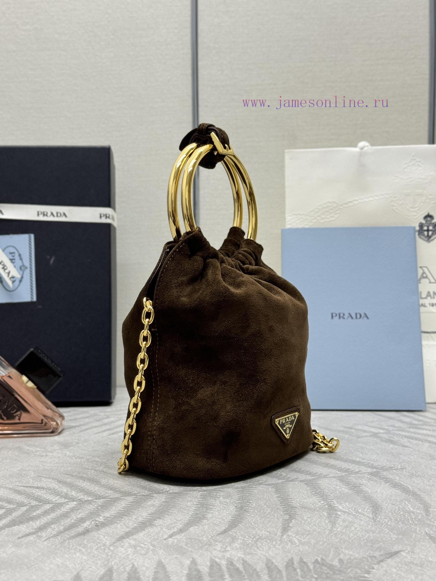 , (Paired version full package, customized), new bucket bag 1BC227 suede brownThis mini buckubw6u186 - Image 4