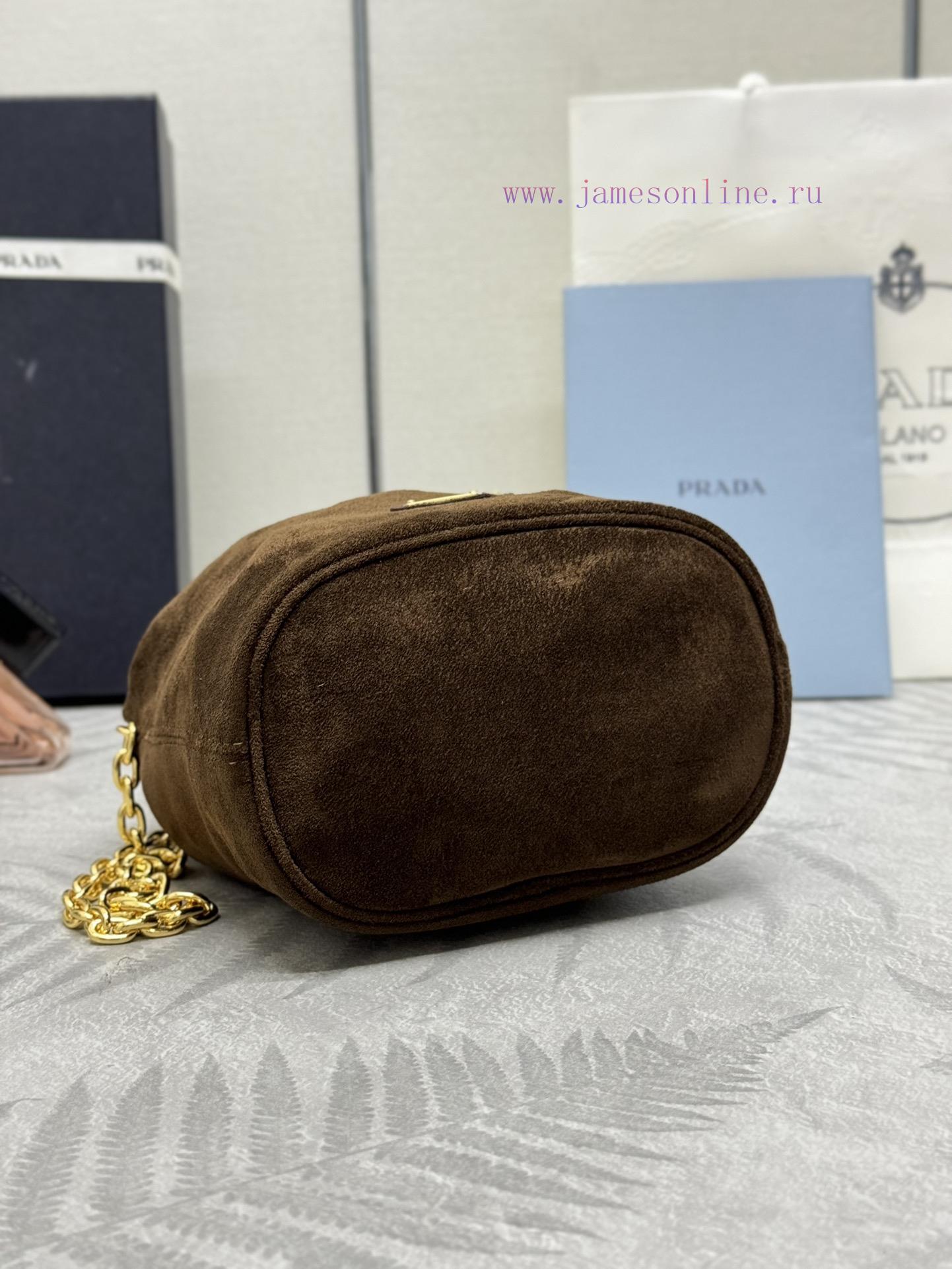 , (Paired version full package, customized), new bucket bag 1BC227 suede brownThis mini buckubw6u186 - Image 6