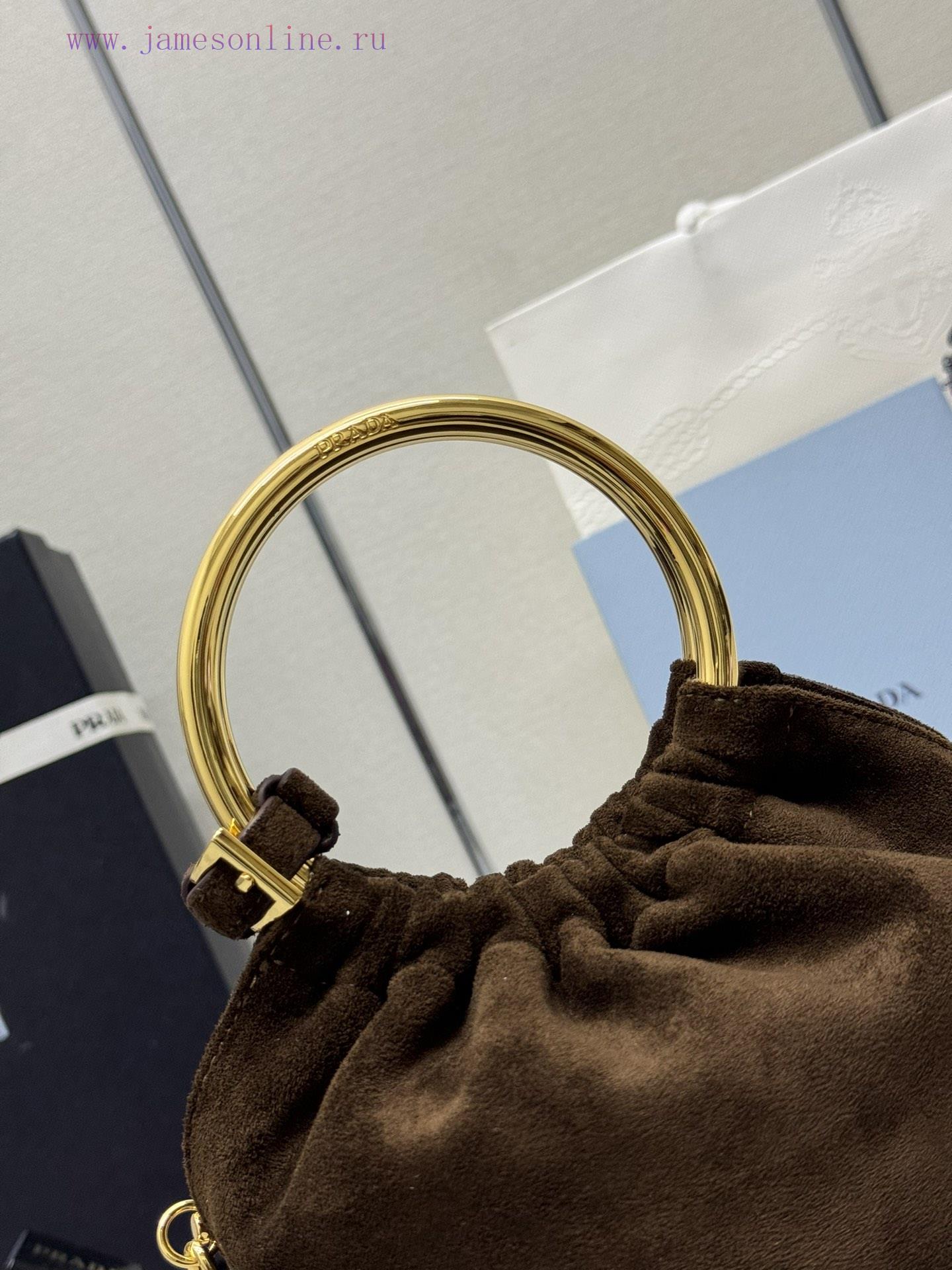 , (Paired version full package, customized), new bucket bag 1BC227 suede brownThis mini buckubw6u186 - Image 8