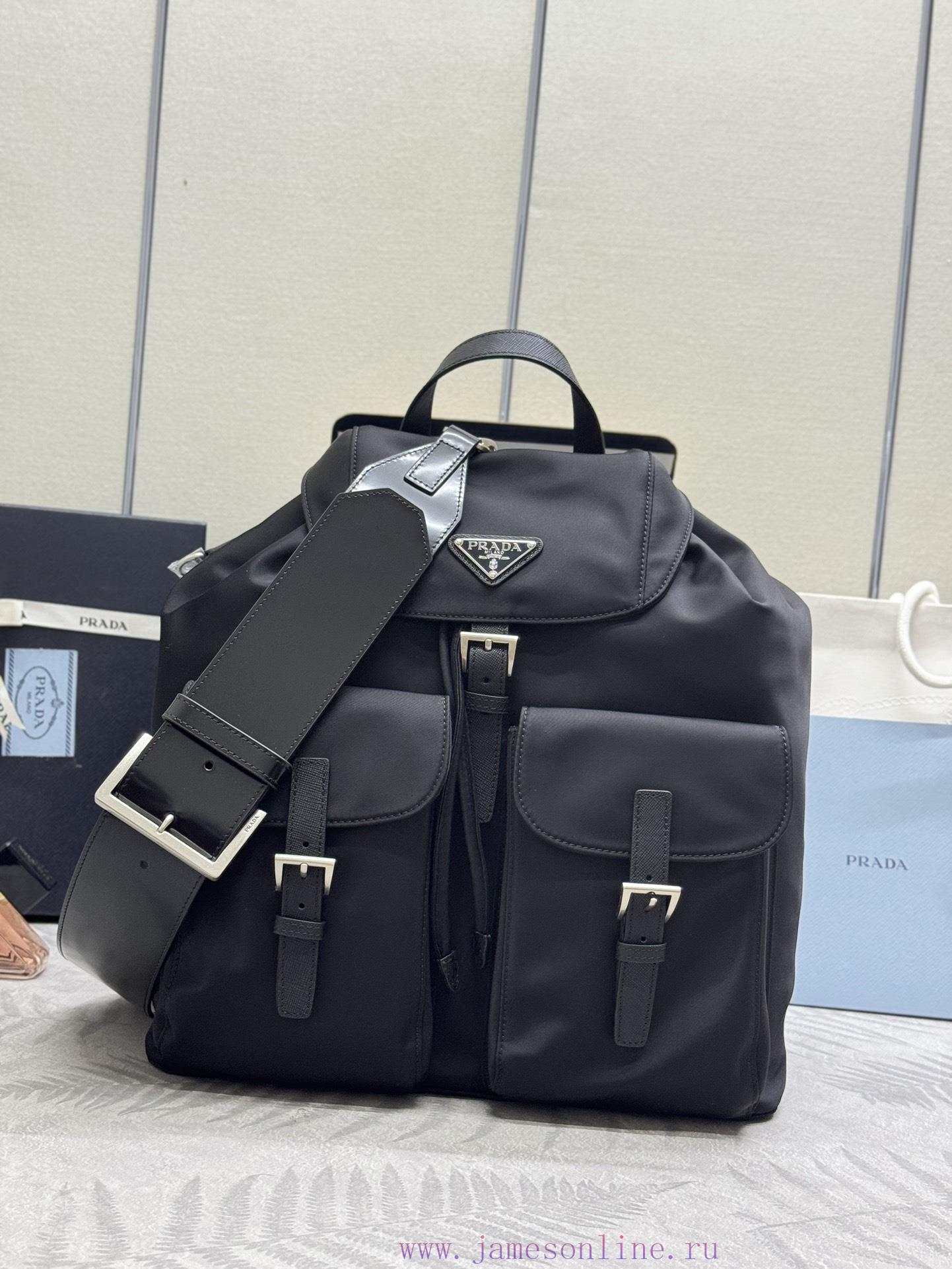 New backpack 2VZ110+glossy leather shoulder strapRetro hardware, this Re Nylon backpack featll9cdd90 - Image 2