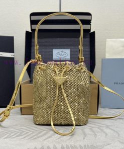 , (Paired version full package, customized), Crystal Bucket Bag 1BE067 Gold DiamondThis crys11wjfjzx