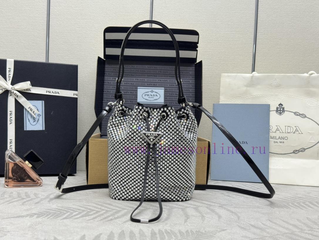 , (Paired version full set packaging, customized), Crystal Bucket Bag 1BE067 White DiamondTh0q59bh6f