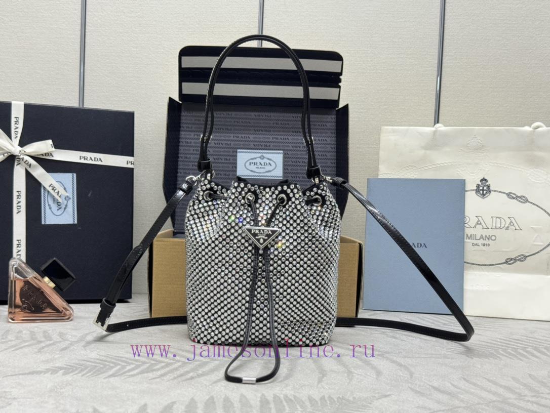, (Paired version full set packaging, customized), Crystal Bucket Bag 1BE067 White DiamondTh0q59bh6f - Image 2