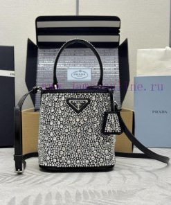 , (Paired version full set packaging, customized), crystal bucket bag 1BA373 white diamondThbu4vv0su