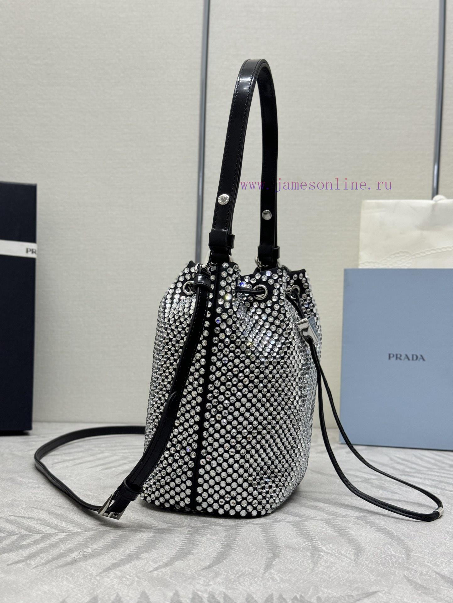 , (Paired version full set packaging, customized), Crystal Bucket Bag 1BE067 White DiamondTh0q59bh6f - Image 5
