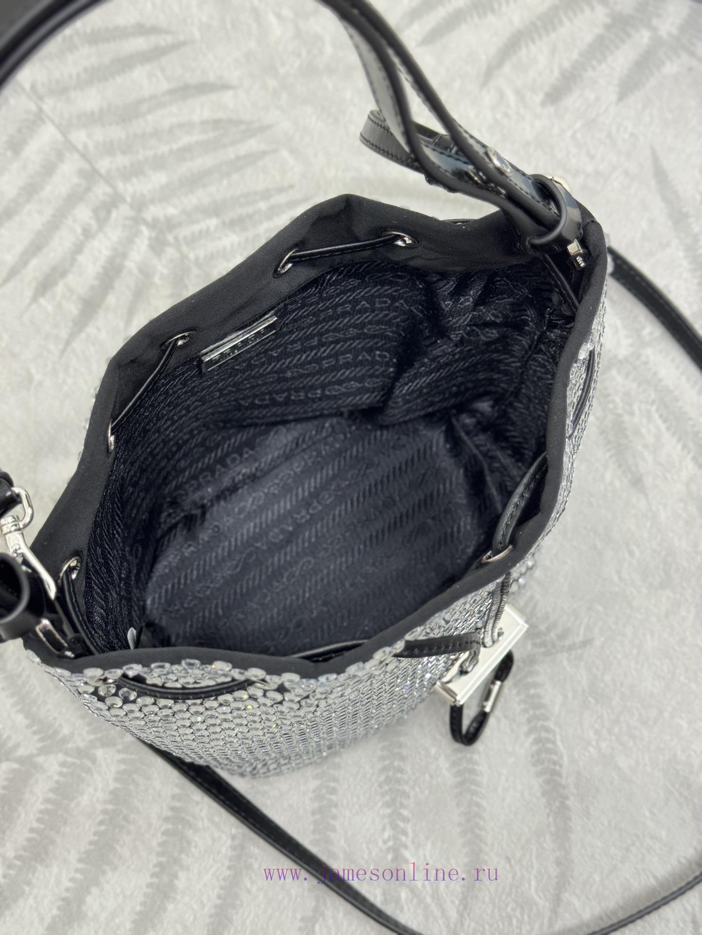 , (Paired version full set packaging, customized), Crystal Bucket Bag 1BE067 White DiamondTh0q59bh6f - Image 9