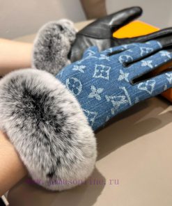 Batchtwo thousand and twenty-four 🧤LV New woolen denim with leather gloves, fashionable motoq77mnsvr