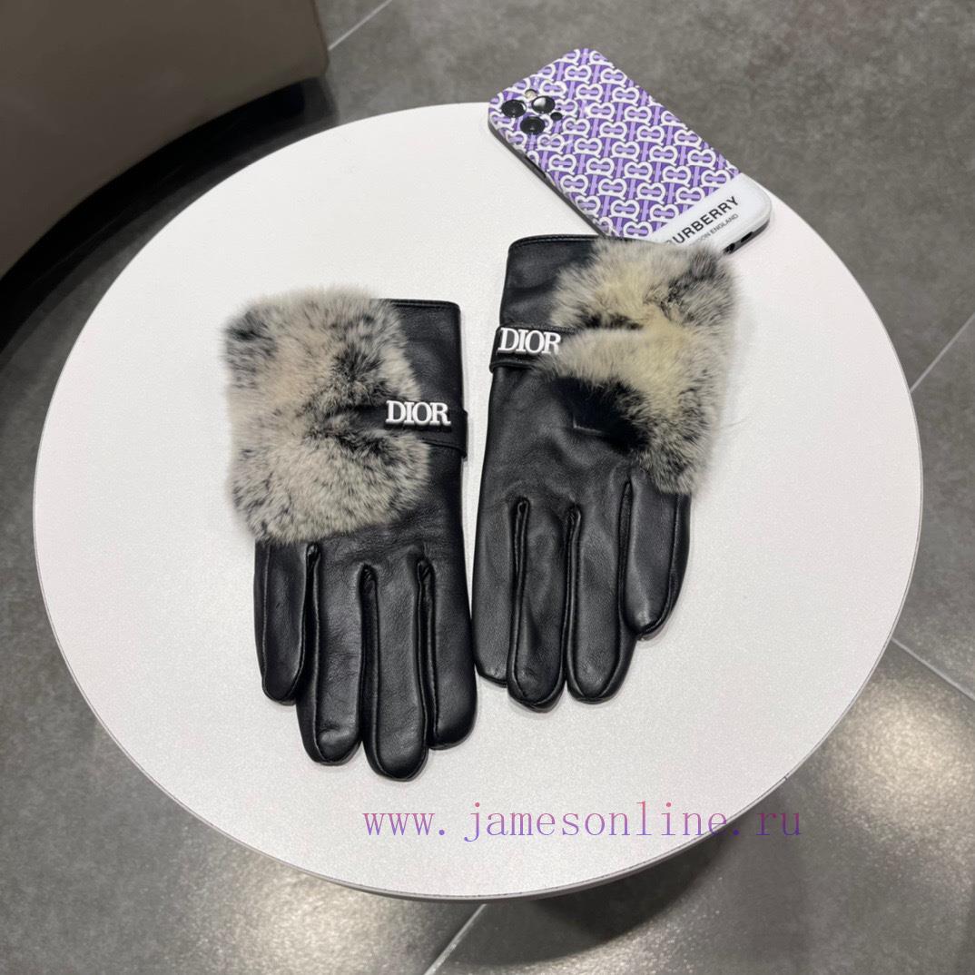 Dior DIDR's new 2023 autumn/winter lazy rabbit fur sheepskin gloves with a touch screen for dv4sxan3 - Image 2