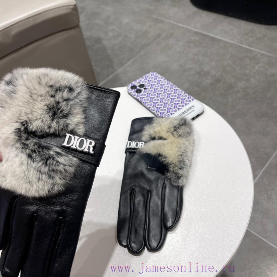 Dior DIDR's new 2023 autumn/winter lazy rabbit fur sheepskin gloves with a touch screen for dv4sxan3 - Image 3