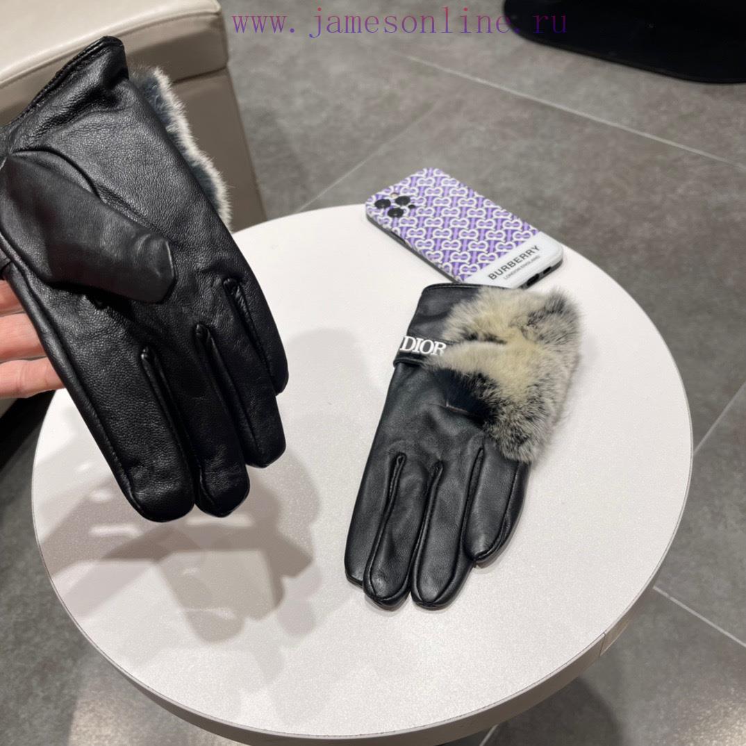 Dior DIDR's new 2023 autumn/winter lazy rabbit fur sheepskin gloves with a touch screen for dv4sxan3 - Image 6
