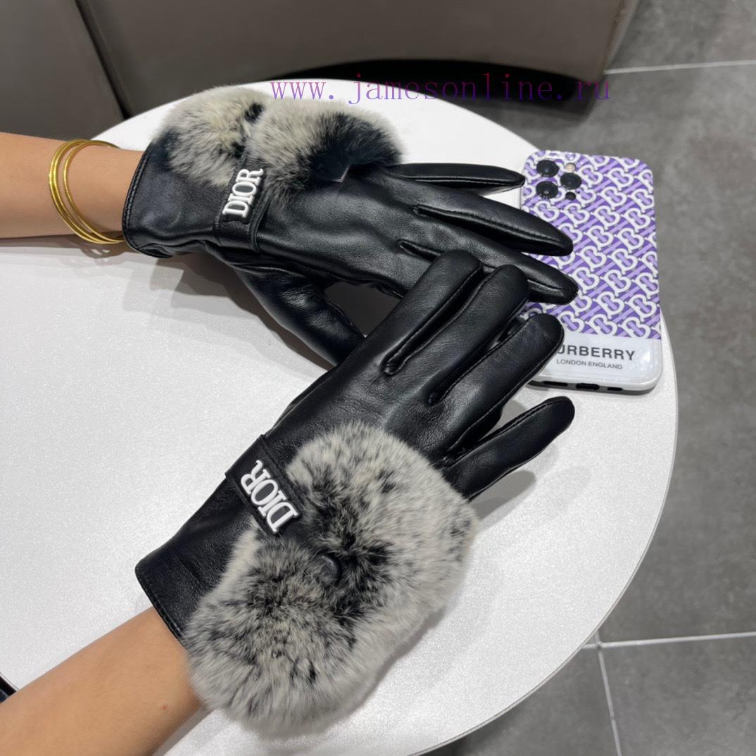 Dior DIDR's new 2023 autumn/winter lazy rabbit fur sheepskin gloves with a touch screen for dv4sxan3 - Image 7