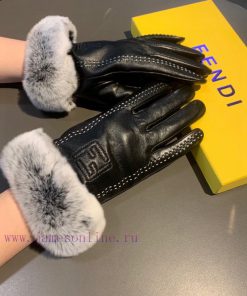 Fendi FENDI2023 Autumn/Winter Lazy Rabbit Hair Sheepskin Embroidered Gloves Phone Touch Scre46z6oh1x