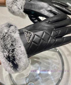 RADA Prada 2023 🧤 Autumn and winter big H lazy rabbit fur sheepskin gloves with mobile phone2eegtv1r