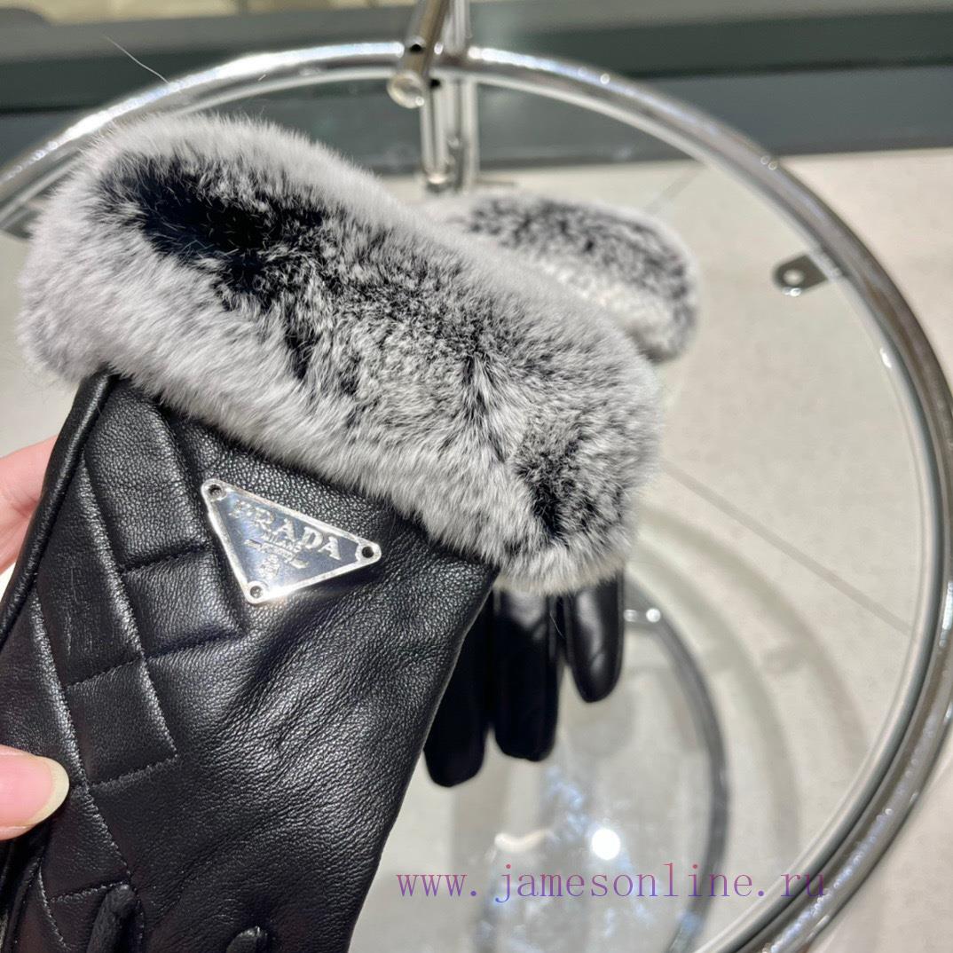 RADA Prada 2023 🧤 Autumn and winter big H lazy rabbit fur sheepskin gloves with mobile phone2eegtv1r - Image 7