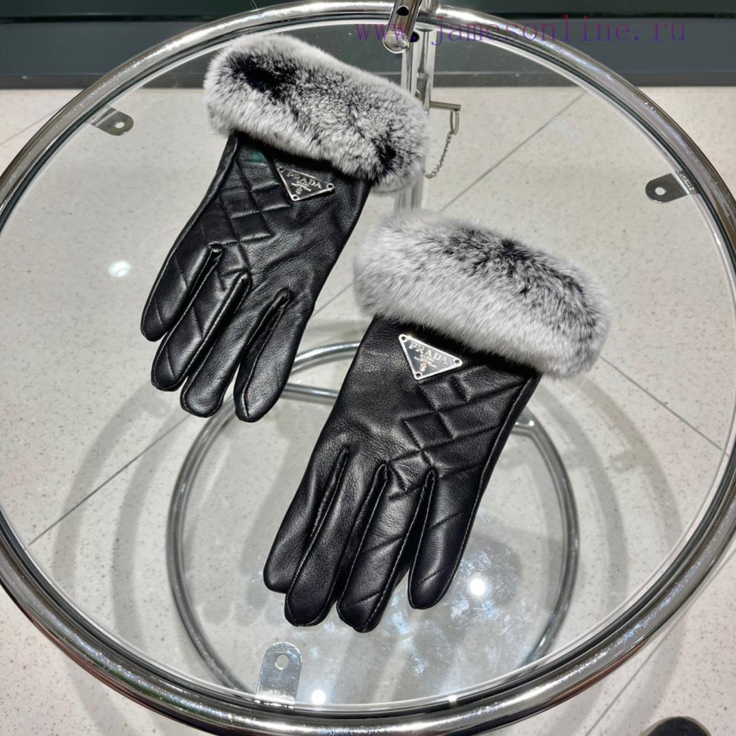RADA Prada 2023 🧤 Autumn and winter big H lazy rabbit fur sheepskin gloves with mobile phone2eegtv1r - Image 10