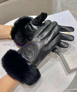 Dior DIDR's new autumn and winter lazy rabbit fur CD sheepskin embroidered gloves for mobile86ssp3yg