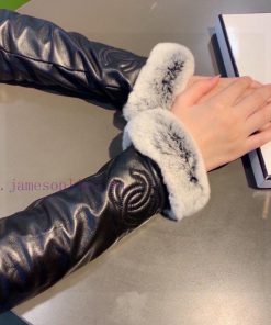 Chanel Chanel women's popular full exposed finger leather sleeves, imported original leathern48uaytw