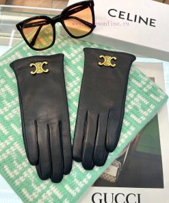 New Release Celine Touchscreen Women's Gloves Triumphal Arch Series Original Hardware Officieaq6ykd0