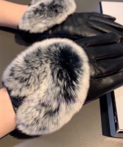 BatchChanel 2023 Love Autumn/Winter Lazy Rabbit Fur Sheepskin Gloves Phone Touch Screen, Worohpaj08e