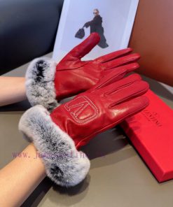 Valentino Sheepskin Gloves, Fashionable Gloves, Warm in Autumn and Winter with Velvet Inner lwor0byl