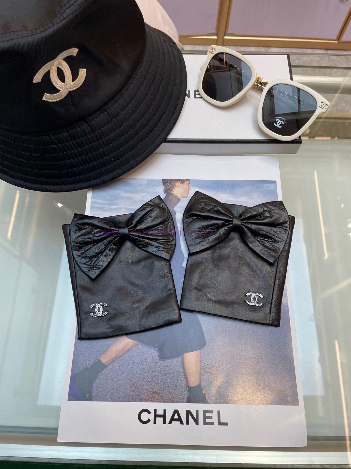 ‼ Chanel large bow, Chanel European new top women's high-end half finger gloves, 100% selefdlw2ku0