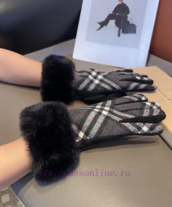 Burberry's new wool gloves, fashionable gloves, warm autumn and winter with fleece lining, c57la4e1r