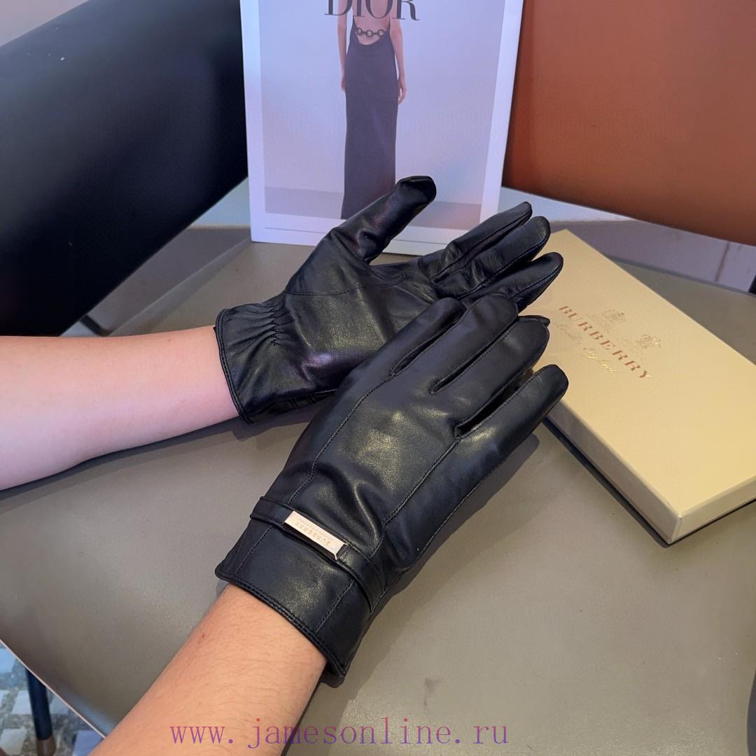 Burberry Men's New Sheepskin Gloves, Fashionable Gloves, Warm in Autumn and Winter with Velvo10uk8dk - Image 3