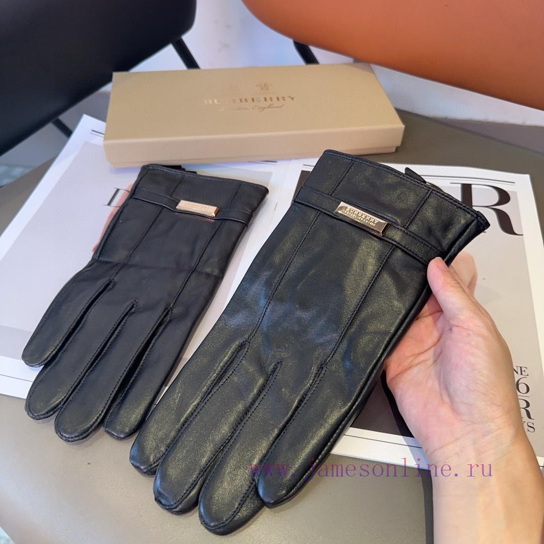 Burberry Men's New Sheepskin Gloves, Fashionable Gloves, Warm in Autumn and Winter with Velvo10uk8dk - Image 7