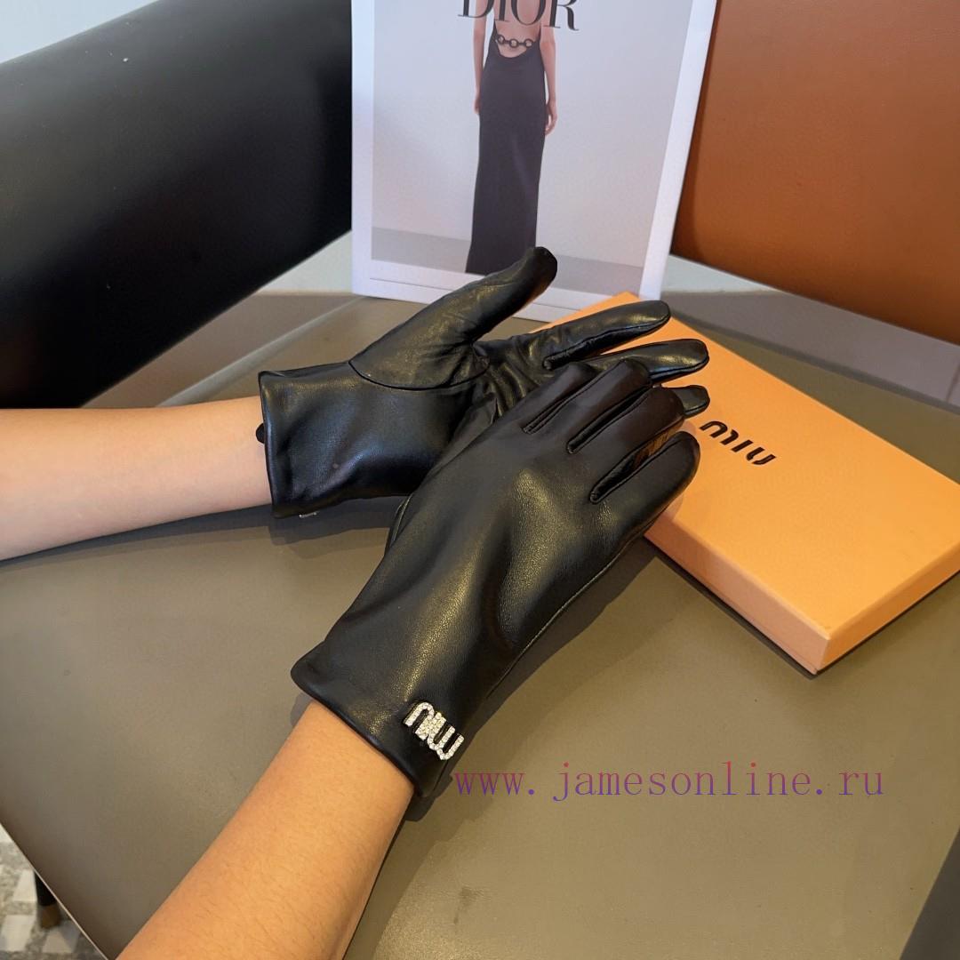 Miumiu gloves, fashionable gloves, warm in autumn and winter with velvet lining, classic and9wwvv489 - Image 3