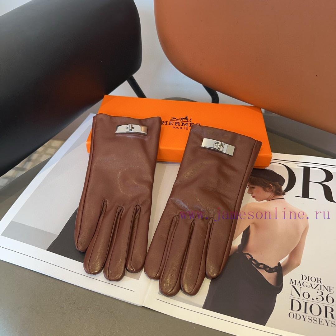 Hermes sheepskin gloves, fashionable gloves, warm interior for autumn and winter, classic ani6ystawq - Image 6
