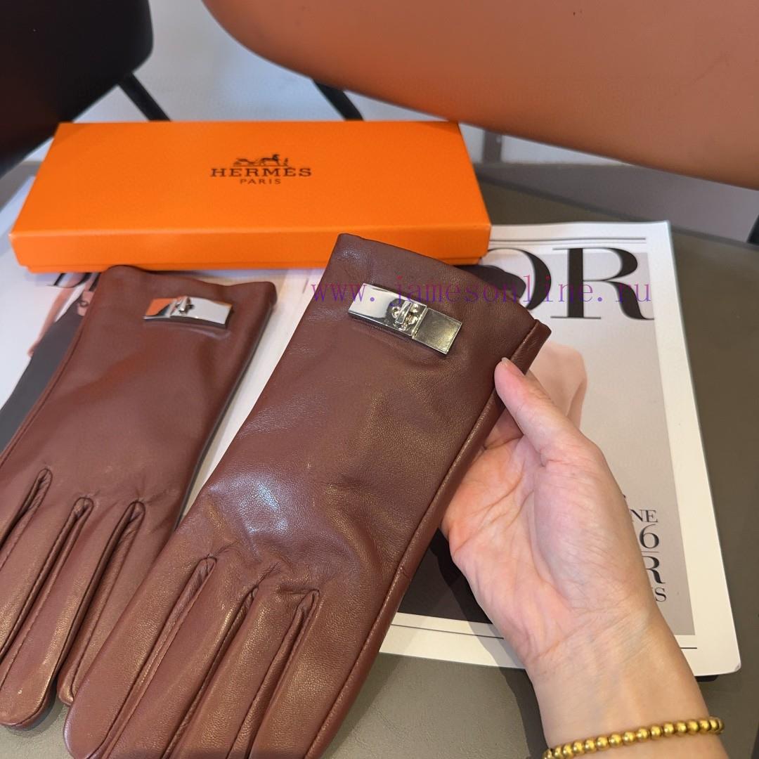Hermes sheepskin gloves, fashionable gloves, warm interior for autumn and winter, classic ani6ystawq - Image 7