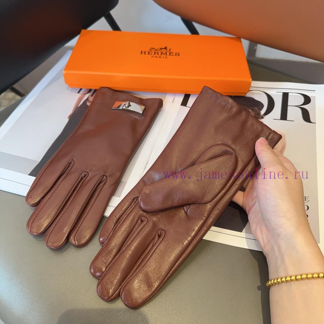 Hermes sheepskin gloves, fashionable gloves, warm interior for autumn and winter, classic ani6ystawq - Image 9