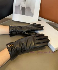 Saint Laurent Women's New Sheepskin Gloves, Fashionable Gloves, Warm in Autumn and Winter wiopgfa694