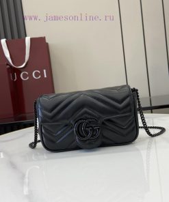 Gucci The new GG Marmont series ultra mini handbag is made of black quilted V-shaped leather ydn4yahw