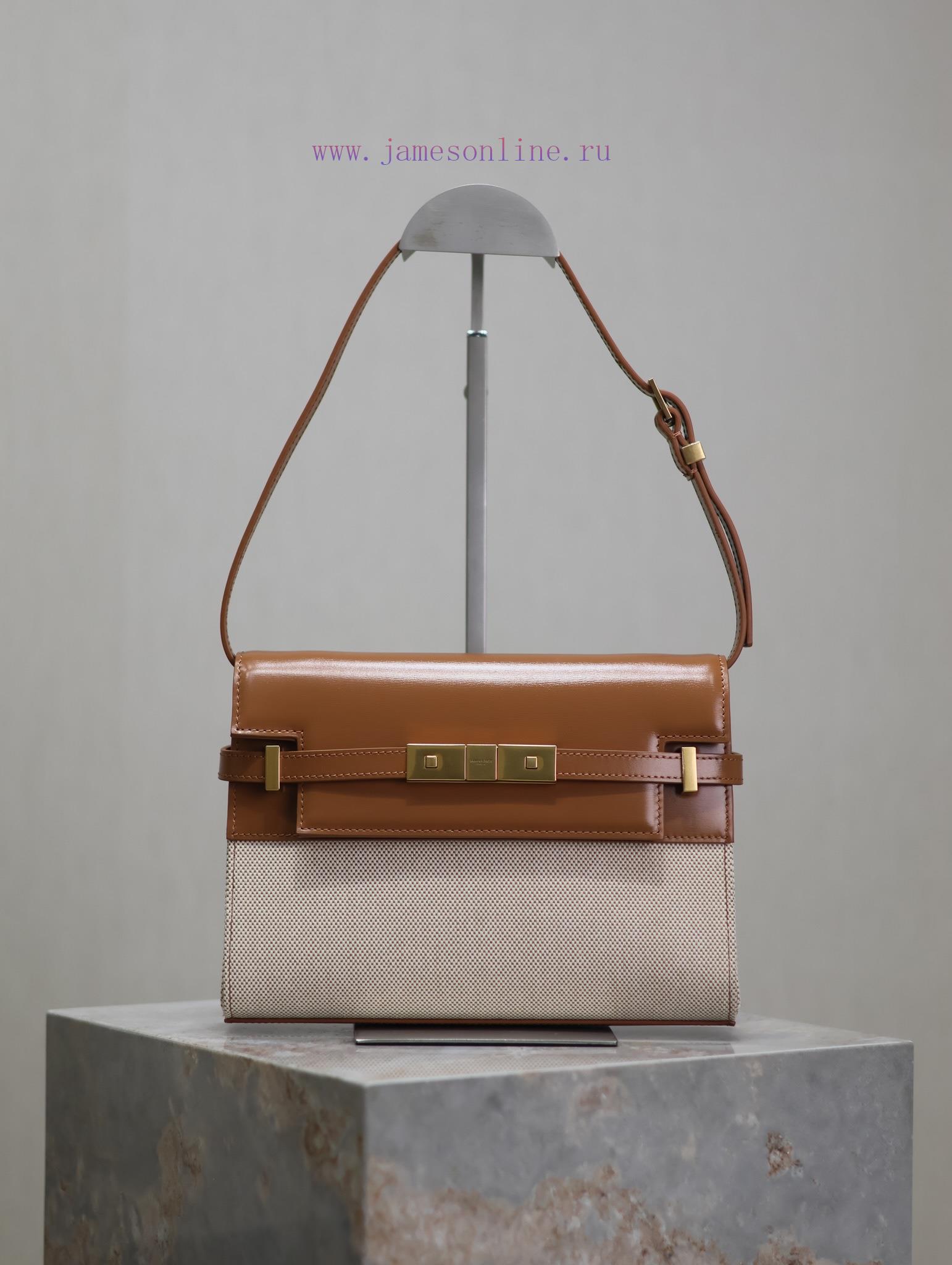 Yves Saint Laurent Bags Caramel cowhide paired with canvasManhattan_24cmSynchronized with the new Manhattan baguette irnl7mdn