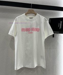 Miumi * 2025 New Product LaunchedRound Neck Printed Letters 𝑇𝑒𝑒Customized YB Twill All Cotton M yw9nt49g
