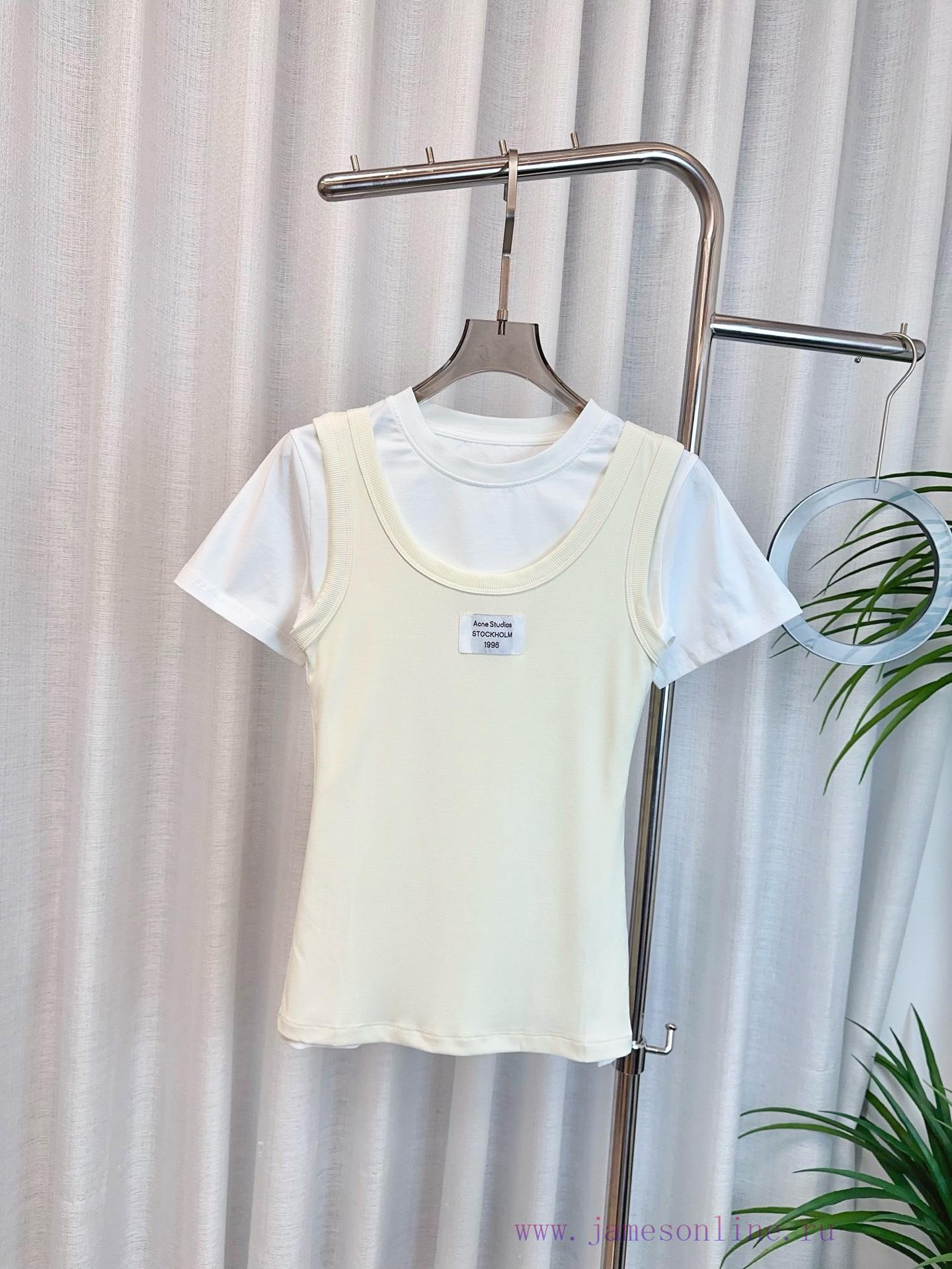 AC * E New Two-piece Set Logo T-shirt Shoulder Fixed Custom Pure Cotton Fabric Two-piece Set De gefmsx74