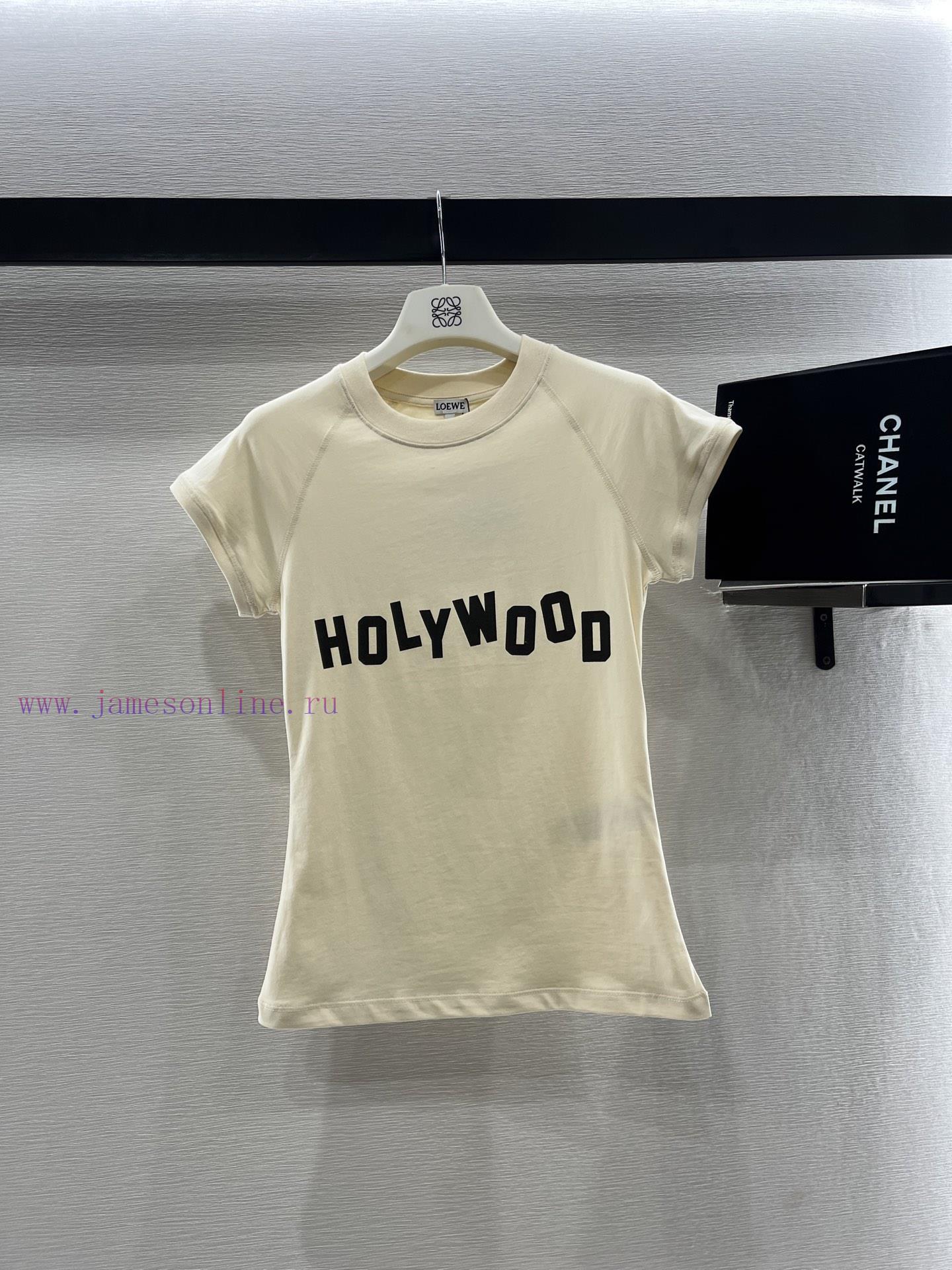 Loewe2025 New Product LaunchRound Neck Printed Letters 𝑇𝑒𝑒Customized YB Native All Cotton Mater app73pvg - Image 2