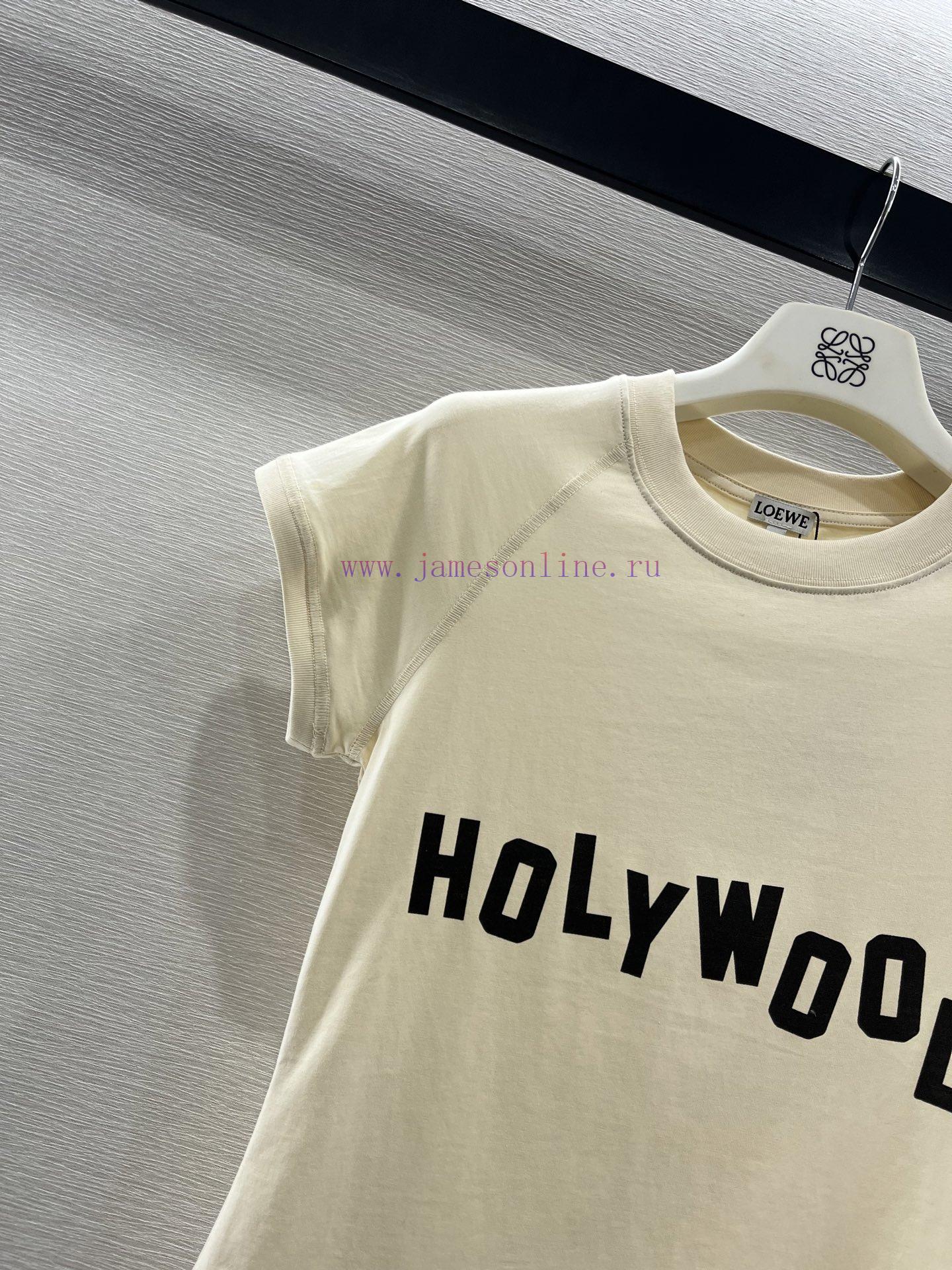 Loewe2025 New Product LaunchRound Neck Printed Letters 𝑇𝑒𝑒Customized YB Native All Cotton Mater app73pvg - Image 4